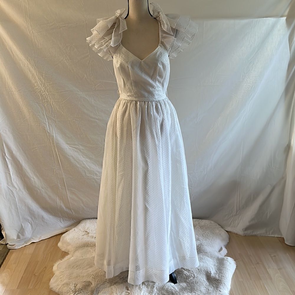 Vintage Cardi Jones polka dots ivory maxi dress